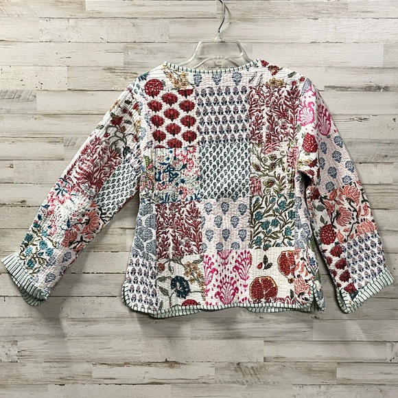 Handmade Boho Block Print Reversible Quilted Textured Patchwork Coat - Picture 6 of 9